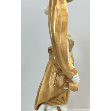 SCULTURA Ballerina STATUINA CERAMICA BIANCA DORATA Ginori Capodimonte EPOCA '900