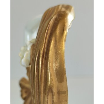 SCULTURA Ballerina STATUINA CERAMICA BIANCA DORATA Ginori Capodimonte EPOCA '900