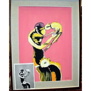 QUADRO "PASTORELLO" Remo Brindisi TEMPERA TELA DIPINTO ASTRATTO AUTENTICATO  