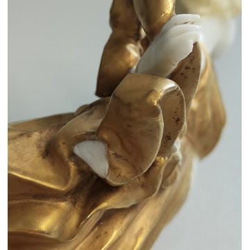 SCULTURA Ballerina STATUINA CERAMICA BIANCA DORATA Ginori Capodimonte EPOCA '900