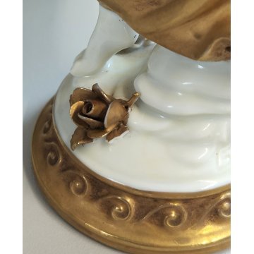 SCULTURA Ballerina STATUINA CERAMICA BIANCA DORATA Ginori Capodimonte EPOCA '900
