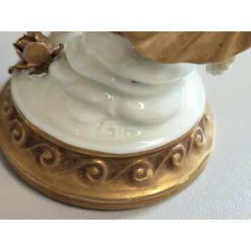 SCULTURA Ballerina STATUINA CERAMICA BIANCA DORATA Ginori Capodimonte EPOCA '900
