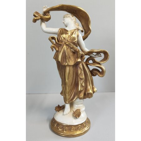 STATUINA Ballerina SCULTURA CERAMICA BIANCA DORATA Ginori Capodimonte EPOCA '900
