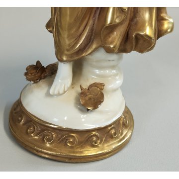 STATUINA Ballerina SCULTURA CERAMICA BIANCA DORATA Ginori Capodimonte EPOCA '900