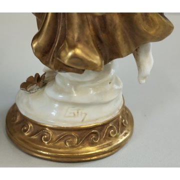 STATUINA Ballerina SCULTURA CERAMICA BIANCA DORATA Ginori Capodimonte EPOCA '900