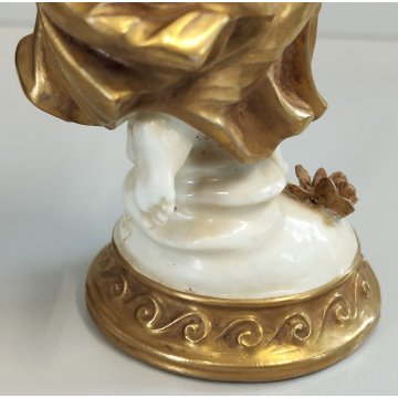 STATUINA Ballerina SCULTURA CERAMICA BIANCA DORATA Ginori Capodimonte EPOCA '900