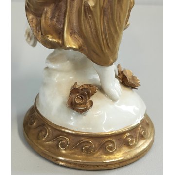 STATUINA Ballerina SCULTURA CERAMICA BIANCA DORATA Ginori Capodimonte EPOCA '900