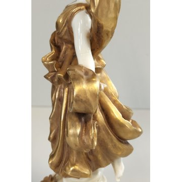 STATUINA Ballerina SCULTURA CERAMICA BIANCA DORATA Ginori Capodimonte EPOCA '900