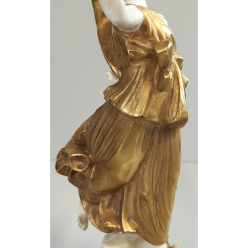 STATUINA Ballerina SCULTURA CERAMICA BIANCA DORATA Ginori Capodimonte EPOCA '900