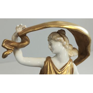 STATUINA Ballerina SCULTURA CERAMICA BIANCA DORATA Ginori Capodimonte EPOCA '900