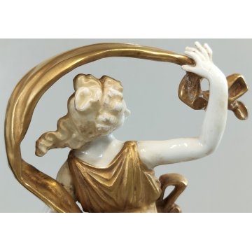 STATUINA Ballerina SCULTURA CERAMICA BIANCA DORATA Ginori Capodimonte EPOCA '900