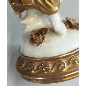 STATUINA Ballerina SCULTURA CERAMICA BIANCA DORATA Ginori Capodimonte EPOCA '900