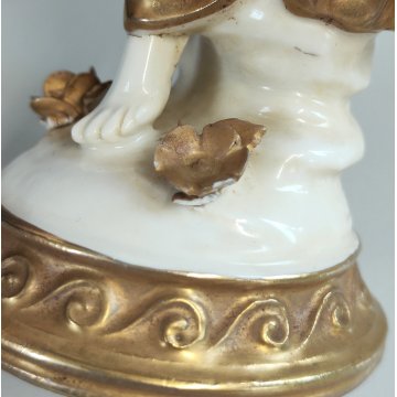 STATUINA Ballerina SCULTURA CERAMICA BIANCA DORATA Ginori Capodimonte EPOCA '900
