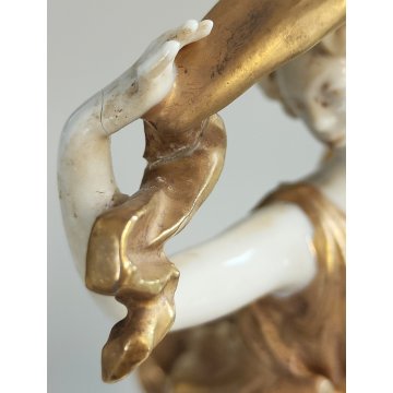 STATUINA Ballerina SCULTURA CERAMICA BIANCA DORATA Ginori Capodimonte EPOCA '900