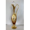 BOTTIGLIA DECANTER 4 FLUTE VETRO MURANO SOFFIATO ORO ZECCHINO DECORO FLOREALE 50