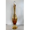 BOTTIGLIA DECANTER 4 FLUTE VETRO MURANO SOFFIATO ORO ZECCHINO DECORO FLOREALE 50