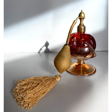 Vanity Bottle VETRO MURANO AMBRA BOTTIGLIA per PROFUMO ATOMIZZATORE POMPETTA '50