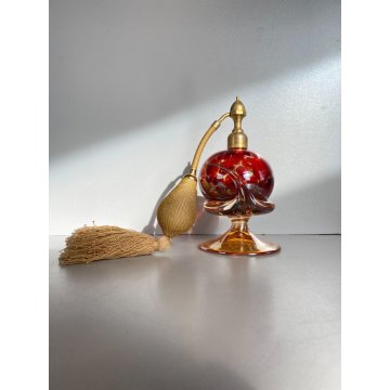 Vanity Bottle VETRO MURANO AMBRA BOTTIGLIA per PROFUMO ATOMIZZATORE POMPETTA '50