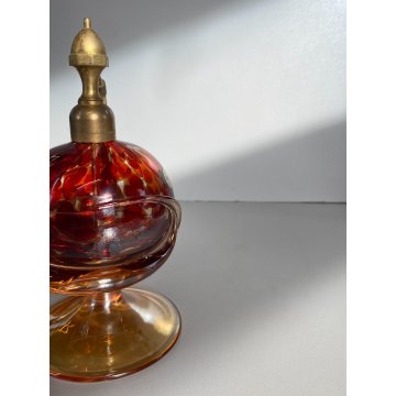 Vanity Bottle VETRO MURANO AMBRA BOTTIGLIA per PROFUMO ATOMIZZATORE POMPETTA '50