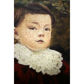 ANTICO DIPINTO OLIO SU TELA Edmondo Poletti RITRATTO DI FAMIGLIA NOBILE 1956