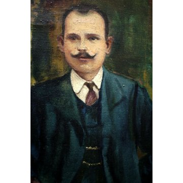 ANTICO DIPINTO OLIO SU TELA Edmondo Poletti RITRATTO DI FAMIGLIA NOBILE 1956