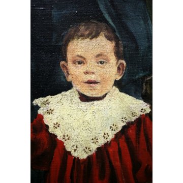 ANTICO DIPINTO OLIO SU TELA Edmondo Poletti RITRATTO DI FAMIGLIA NOBILE 1956