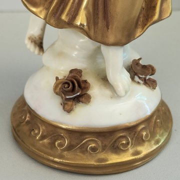 SCULTURA Ballerina STATUINA CERAMICA BIANCA DORATA epoca '900 Ginori Capodimonte