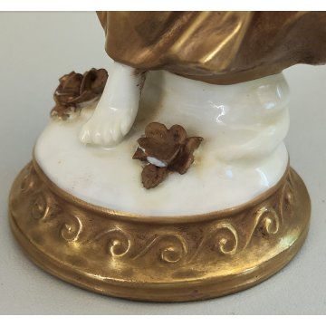 SCULTURA Ballerina STATUINA CERAMICA BIANCA DORATA epoca '900 Ginori Capodimonte