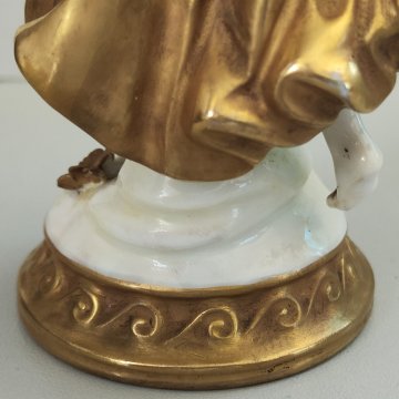SCULTURA Ballerina STATUINA CERAMICA BIANCA DORATA epoca '900 Ginori Capodimonte