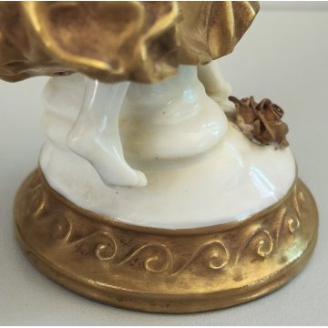 SCULTURA Ballerina STATUINA CERAMICA BIANCA DORATA epoca '900 Ginori Capodimonte
