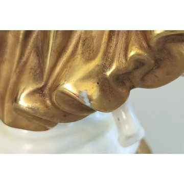 SCULTURA Ballerina STATUINA CERAMICA BIANCA DORATA epoca '900 Ginori Capodimonte
