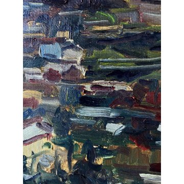 DIPINTO OLIO Carlo Monti VEDUTA  PAESAGGIO RURALE COLLINA ARONA LAGO MAGGIORE