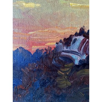 DIPINTO OLIO Carlo Monti VEDUTA  PAESAGGIO RURALE COLLINA ARONA LAGO MAGGIORE