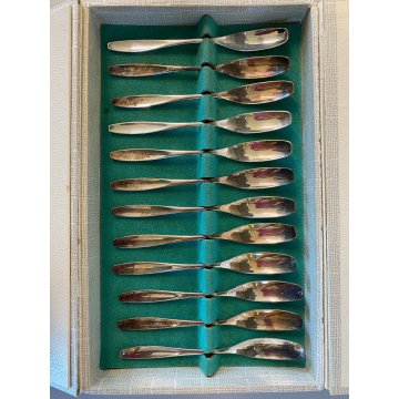 SET POSATE PASTICCERIA 12 pers. Zilfa Pleet SILVER PLATED FORCHETTE CUCCHIAINI