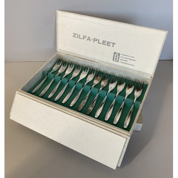 SET POSATE PASTICCERIA 12 pers. Zilfa Pleet SILVER PLATED FORCHETTE CUCCHIAINI