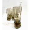 CARAFFA 6 BICCHIERI LONG DRINK  VETRO MOLATO AMBRA/BROWN CLEAR GLASS ART DECO'
