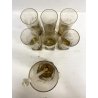 CARAFFA 6 BICCHIERI LONG DRINK  VETRO MOLATO AMBRA/BROWN CLEAR GLASS ART DECO'