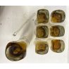 CARAFFA 6 BICCHIERI LONG DRINK  VETRO MOLATO AMBRA/BROWN CLEAR GLASS ART DECO'