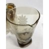 CARAFFA 6 BICCHIERI LONG DRINK  VETRO MOLATO AMBRA/BROWN CLEAR GLASS ART DECO'