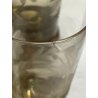 CARAFFA 6 BICCHIERI LONG DRINK  VETRO MOLATO AMBRA/BROWN CLEAR GLASS ART DECO'