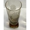 CARAFFA 6 BICCHIERI LONG DRINK  VETRO MOLATO AMBRA/BROWN CLEAR GLASS ART DECO'