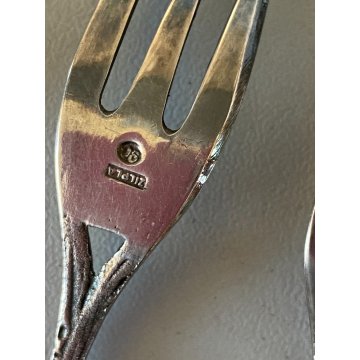 POSATE PASTICCERIA ART NOUVEAU 1 PALETTA DOLCE 6 FORCHETTE Zilfa SILVERPLATED NL