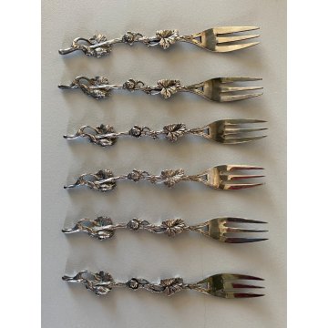 POSATE PASTICCERIA ART NOUVEAU 1 PALETTA DOLCE 6 FORCHETTE Zilfa SILVERPLATED NL