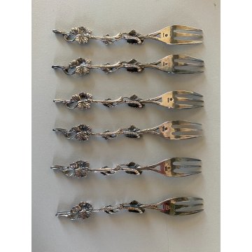 POSATE PASTICCERIA ART NOUVEAU 1 PALETTA DOLCE 6 FORCHETTE Zilfa SILVERPLATED NL