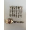 POSATE PASTICCERIA ART NOUVEAU 1 PALETTA DOLCE 6 FORCHETTE Zilfa SILVERPLATED NL