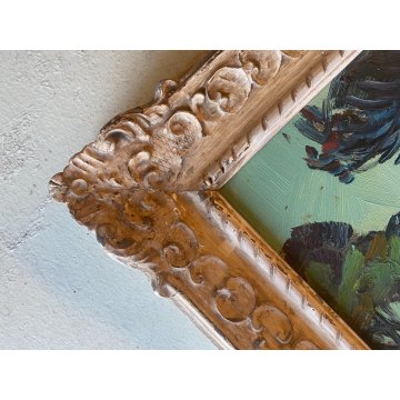 DIPINTO OLIO Carlo Monti VEDUTA  PAESAGGIO MARINO LACUSTRE PORTO LAGO MAGGIORE