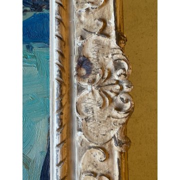 DIPINTO OLIO Carlo Monti VEDUTA  PAESAGGIO MARINO LACUSTRE PORTO LAGO MAGGIORE