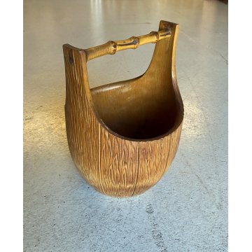 CESTINO IN BAMBU' DESIGN Aldo Tura MACABO ANNI '60s