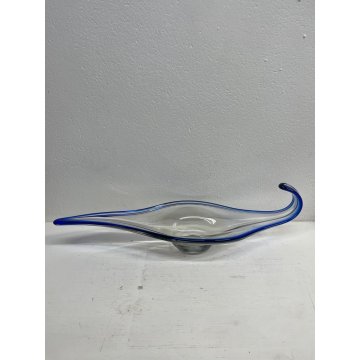 GRANDE VASO CIOTOLA SVUOTATASCHE VETRO BLU MURANO DESIGN TRASPARENTE BOWL TAVOLA