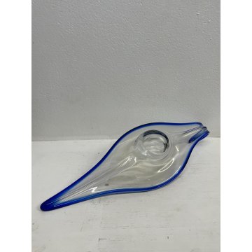 GRANDE VASO CIOTOLA SVUOTATASCHE VETRO BLU MURANO DESIGN TRASPARENTE BOWL TAVOLA